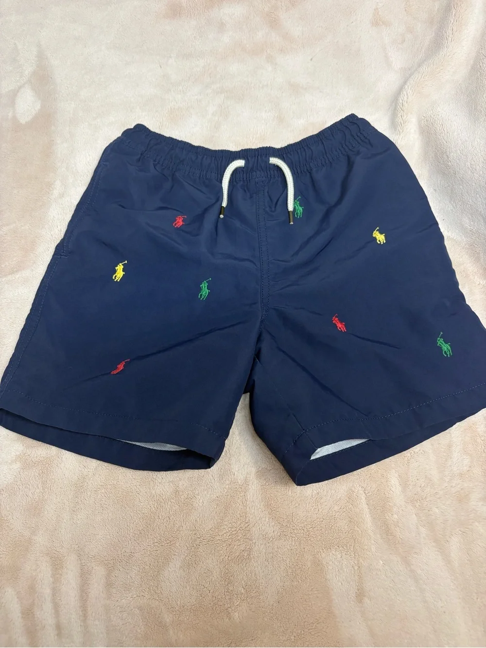 Polo by Ralph Lauren Navy and Yellow Lined Swim Shorts